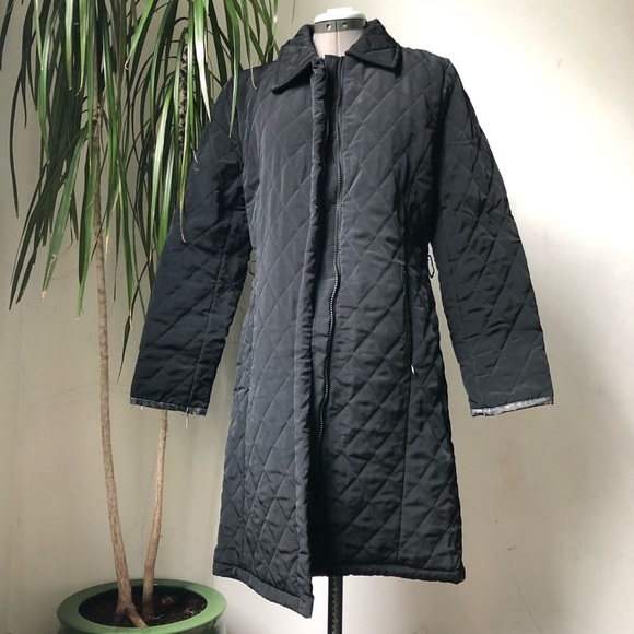NEW YORK & Company Black Quilted Coat Long Jacket Size S - Picture 3 of 13